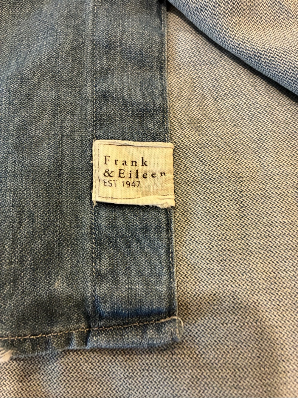 Frank & Eileen Mary Italian Chambray Shirt Dress Raw Hem Blue M - Picture 5 of 5